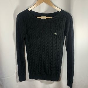 Lacoste Black Cable Knit Sweater Size 38